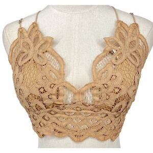 NEW Free People Intimately Beige Lace Bralette Crop Top Made in India Size S